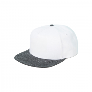 Linen-Blend Flat Brim Snapback Cap