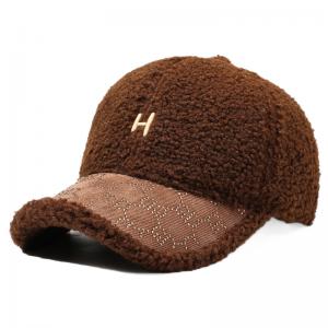 Letter Embroidery Faux Sherpa Baseball Cap