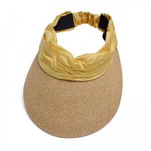 Long Brim Straw Visor Cap with Elastic Band