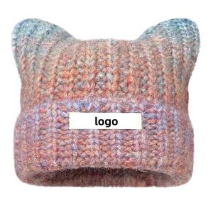 Gradient Cat Ears Cuffed Beanie
