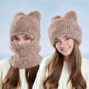 Plush Cat-Ears Shaped Balaclava Snood